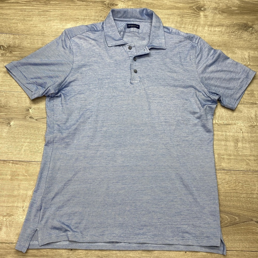 Proper Cloth Polo Shirt Mens Large Blue Solid Tencel Blend Stretch Casual Top